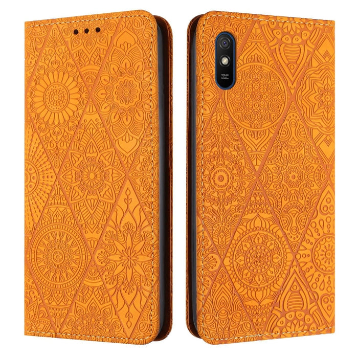 Ethnic Embossed Adsorption Leather Phone Case, For Xiaomi Redmi 9A, For Xiaomi Redmi 9, For Redmi Note 9, For Redmi Note 9 Pro