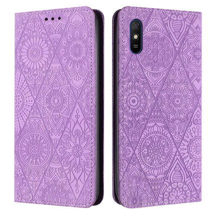Ethnic Embossed Adsorption Leather Phone Case, For Xiaomi Redmi 9A, For Xiaomi Redmi 9, For Redmi Note 9, For Redmi Note 9 Pro