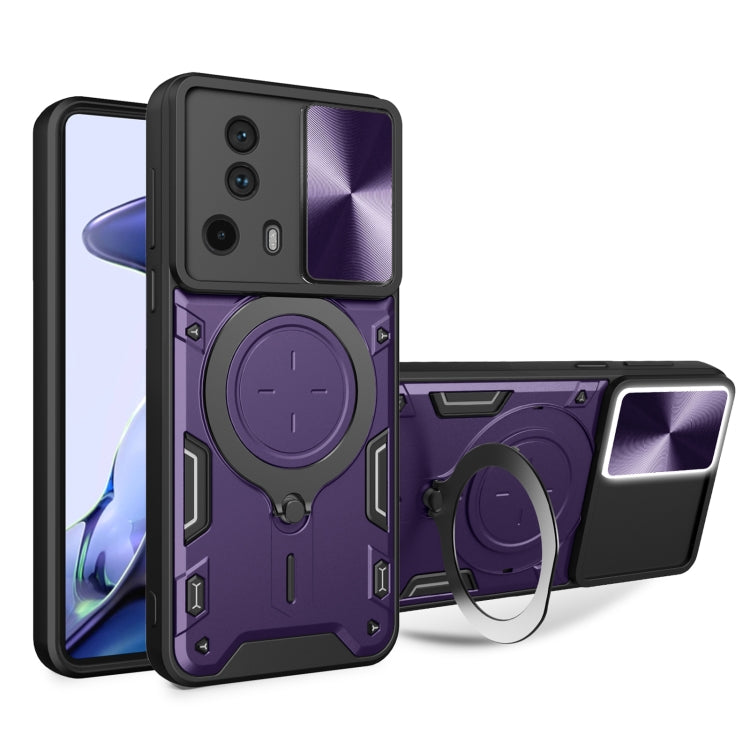 CD Texture Sliding Camshield Magnetic Holder Phone Case