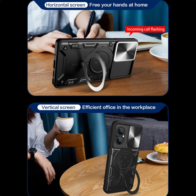 CD Texture Sliding Camshield Magnetic Holder Phone Case
