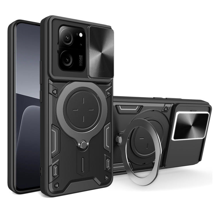 CD Texture Sliding Camshield Magnetic Holder Phone Case