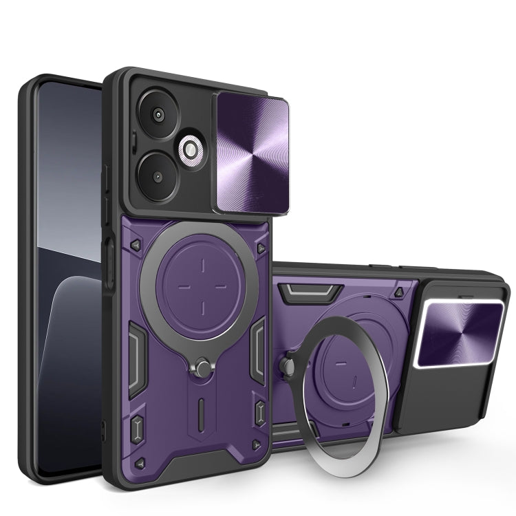 CD Texture Sliding Camshield Magnetic Holder Phone Case
