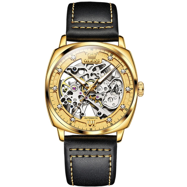 OLEVS 6651 Men Luminous Waterproof Hollow Mechanical Watch