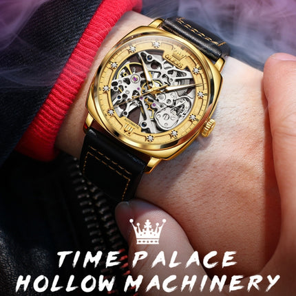 OLEVS 6651 Men Luminous Waterproof Hollow Mechanical Watch