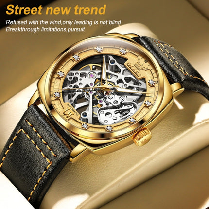 OLEVS 6651 Men Luminous Waterproof Hollow Mechanical Watch