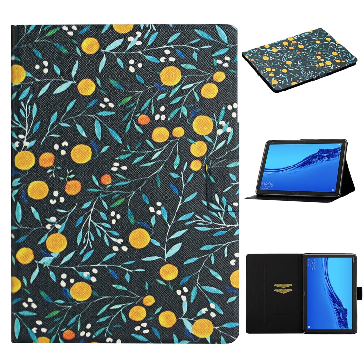 Funda de cuero con tapa horizontal con diseño de flores, ranuras para tarjetas y soporte, para Huawei MediaPad M5 Lite 10.1, para Huawei MediaPad T5, para Lenovo Tab M10, para Lenovo Tab M10 Plus, para Samsung Galaxy Tab A 8.0 2019