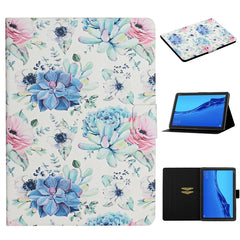 Flower Pattern Horizontal Flip Leather Case with Card Slots & Holder, For Huawei MediaPad M5 lite 10.1, For Huawei MediaPad T5, For Lenovo Tab M10, For Lenovo Tab M10 Plus, For Samsung Galaxy Tab A 8.0 2019