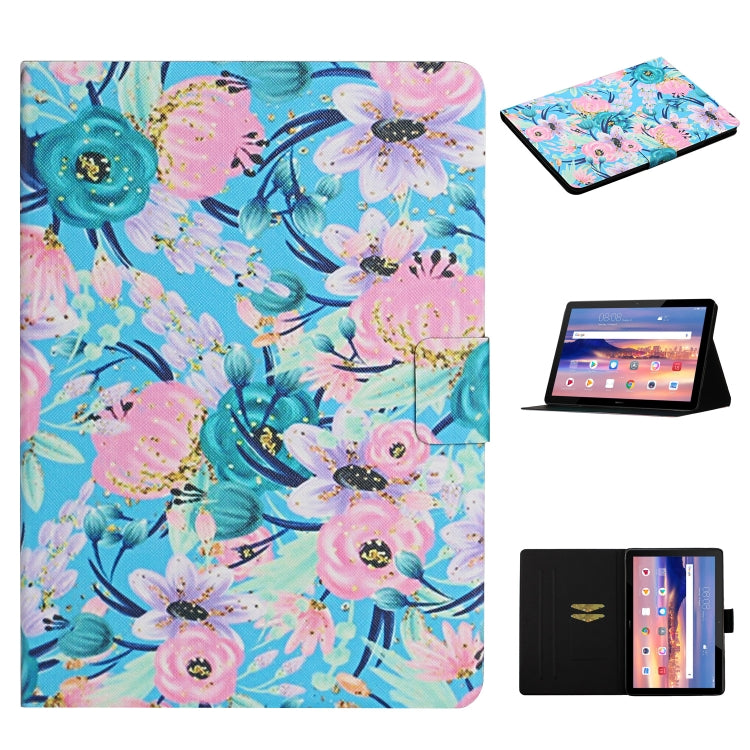 Funda de cuero con tapa horizontal con diseño de flores, ranuras para tarjetas y soporte, para Huawei MediaPad M5 Lite 10.1, para Huawei MediaPad T5, para Lenovo Tab M10, para Lenovo Tab M10 Plus, para Samsung Galaxy Tab A 8.0 2019