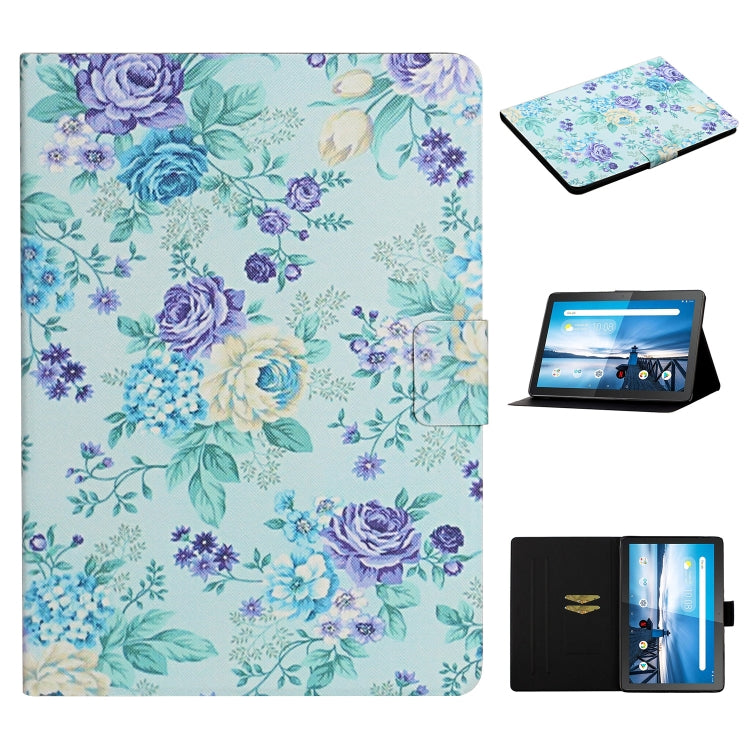 Funda de cuero con tapa horizontal con diseño de flores, ranuras para tarjetas y soporte, para Huawei MediaPad M5 Lite 10.1, para Huawei MediaPad T5, para Lenovo Tab M10, para Lenovo Tab M10 Plus, para Samsung Galaxy Tab A 8.0 2019