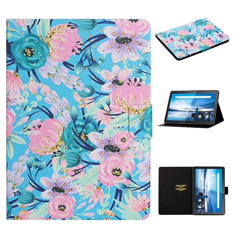 Funda de cuero con tapa horizontal con diseño de flores, ranuras para tarjetas y soporte, para Huawei MediaPad M5 Lite 10.1, para Huawei MediaPad T5, para Lenovo Tab M10, para Lenovo Tab M10 Plus, para Samsung Galaxy Tab A 8.0 2019