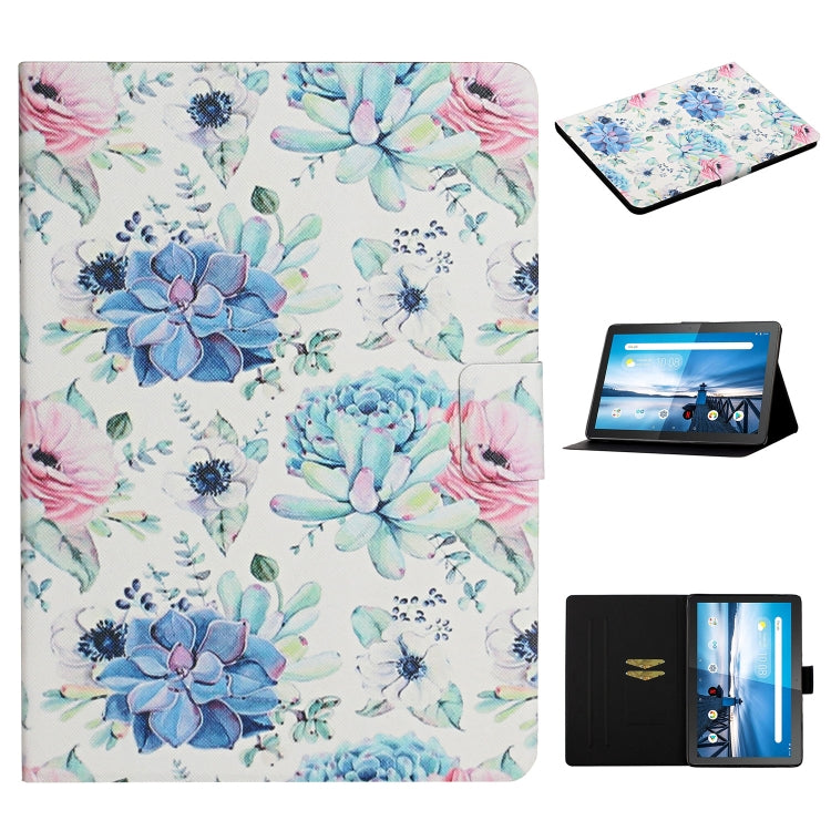 Funda de cuero con tapa horizontal con diseño de flores, ranuras para tarjetas y soporte, para Huawei MediaPad M5 Lite 10.1, para Huawei MediaPad T5, para Lenovo Tab M10, para Lenovo Tab M10 Plus, para Samsung Galaxy Tab A 8.0 2019