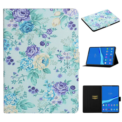 Flower Pattern Horizontal Flip Leather Case with Card Slots & Holder