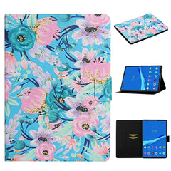 Flower Pattern Horizontal Flip Leather Case with Card Slots & Holder, For Huawei MediaPad M5 lite 10.1, For Huawei MediaPad T5, For Lenovo Tab M10, For Lenovo Tab M10 Plus, For Samsung Galaxy Tab A 8.0 2019