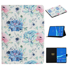 Flower Pattern Horizontal Flip Leather Case with Card Slots & Holder, For Huawei MediaPad M5 lite 10.1, For Huawei MediaPad T5, For Lenovo Tab M10, For Lenovo Tab M10 Plus, For Samsung Galaxy Tab A 8.0 2019