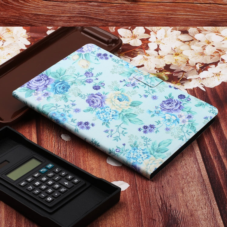 Flower Pattern Horizontal Flip Leather Case with Card Slots & Holder