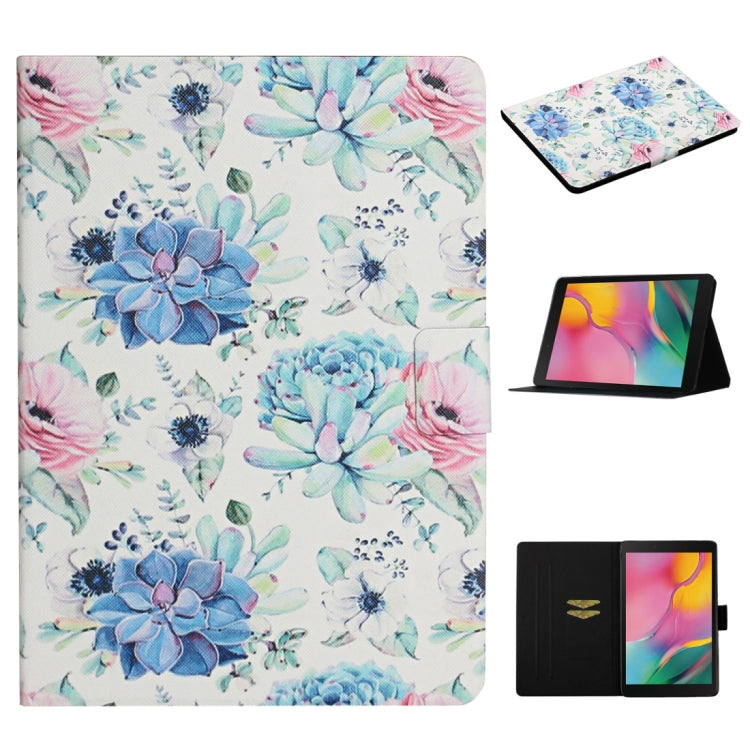 Flower Pattern Horizontal Flip Leather Case with Card Slots & Holder