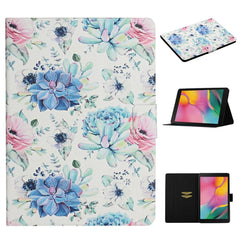 Flower Pattern Horizontal Flip Leather Case with Card Slots & Holder, For Huawei MediaPad M5 lite 10.1, For Huawei MediaPad T5, For Lenovo Tab M10, For Lenovo Tab M10 Plus, For Samsung Galaxy Tab A 8.0 2019