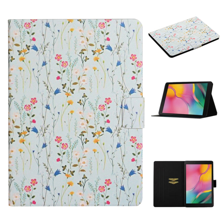 Flower Pattern Horizontal Flip Leather Case with Card Slots & Holder