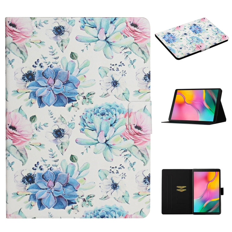 Flower Pattern Horizontal Flip Leather Case with Card Slots & Holder