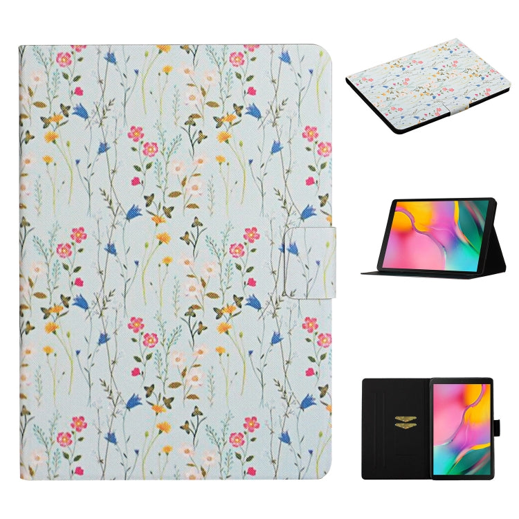 Flower Pattern Horizontal Flip Leather Case with Card Slots & Holder