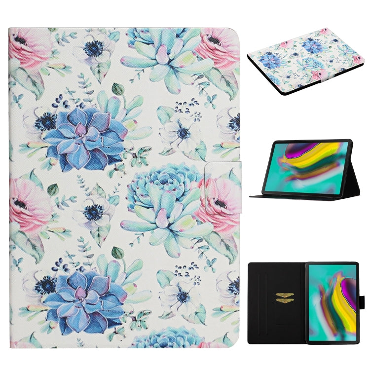 Flower Pattern Horizontal Flip Leather Case with Card Slots & Holder