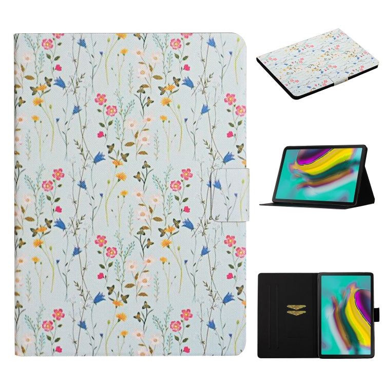 Flower Pattern Horizontal Flip Leather Case with Card Slots & Holder