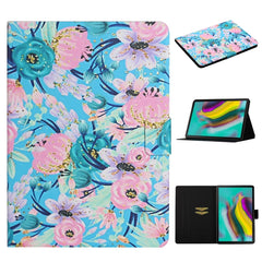 Flower Pattern Horizontal Flip Leather Case with Card Slots & Holder, For Samsung Galaxy Tab A 10.1 (2019), For Samsung Galaxy Tab S5e T720, For Samsung Galaxy Tab S6 Lite, For Samsung Galaxy Tab S6, For Amazon Kindle Fire 7 (2019)