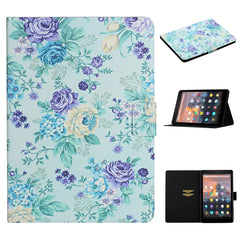 Flower Pattern Horizontal Flip Leather Case with Card Slots & Holder, For Samsung Galaxy Tab A 10.1 (2019), For Samsung Galaxy Tab S5e T720, For Samsung Galaxy Tab S6 Lite, For Samsung Galaxy Tab S6, For Amazon Kindle Fire 7 (2019)