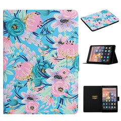 Flower Pattern Horizontal Flip Leather Case with Card Slots & Holder, For Samsung Galaxy Tab A 10.1 (2019), For Samsung Galaxy Tab S5e T720, For Samsung Galaxy Tab S6 Lite, For Samsung Galaxy Tab S6, For Amazon Kindle Fire 7 (2019)