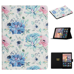 Flower Pattern Horizontal Flip Leather Case with Card Slots & Holder, For Samsung Galaxy Tab A 10.1 (2019), For Samsung Galaxy Tab S5e T720, For Samsung Galaxy Tab S6 Lite, For Samsung Galaxy Tab S6, For Amazon Kindle Fire 7 (2019)