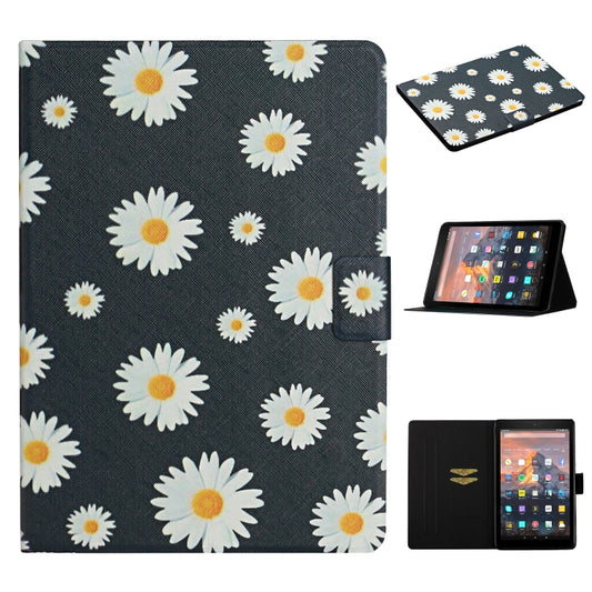 Funda de cuero con tapa horizontal con diseño de flores, ranuras para tarjetas y soporte, para Amazon Kindle Fire HD 8 (2020), Amazon Kindle Fire HD 10, iPad 5, iPad 10.2, iPad Pro de 10.5 pulgadas