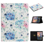 For Amazon Kindle Fire HD 8 (2020) / Blue Flower On White