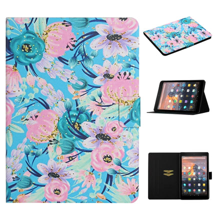 Flower Pattern Horizontal Flip Leather Case with Card Slots & Holder
