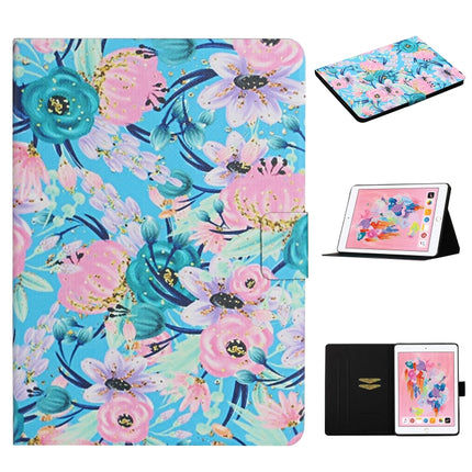 Flower Pattern Horizontal Flip Leather Case with Card Slots & Holder