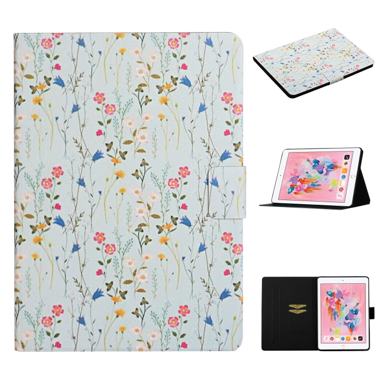 Flower Pattern Horizontal Flip Leather Case with Card Slots & Holder
