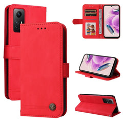 Skin Feel Life Tree Metal Button Leather Phone Case
