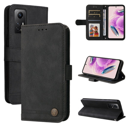 Skin Feel Life Tree Metal Button Leather Phone Case, For Xiaomi Redmi Note 12S 4G