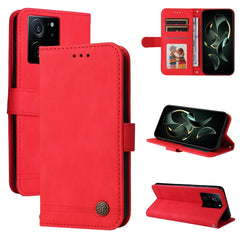 Skin Feel Life Tree Metal Button Leather Phone Case