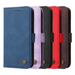 Skin Feel Life Tree Metal Button Leather Phone Case