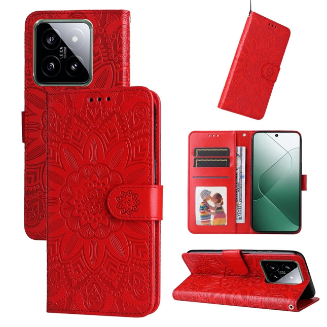 Embossed Sunflower Leather Phone Case, For Xiaomi 14 Ultra, For Xiaomi 14 Pro, For Xiaomi 14, For Xiaomi Redmi Note13 5G Global