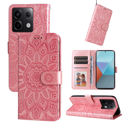 Embossed Sunflower Leather Phone Case, For Xiaomi Redmi 13C 4G, For Xiaomi Redmi Note13 Pro+ 5G Global, For Xiaomi Redmi Note13 Pro 5G Global, For Xiaomi 13T / Redmi K60 Ultra