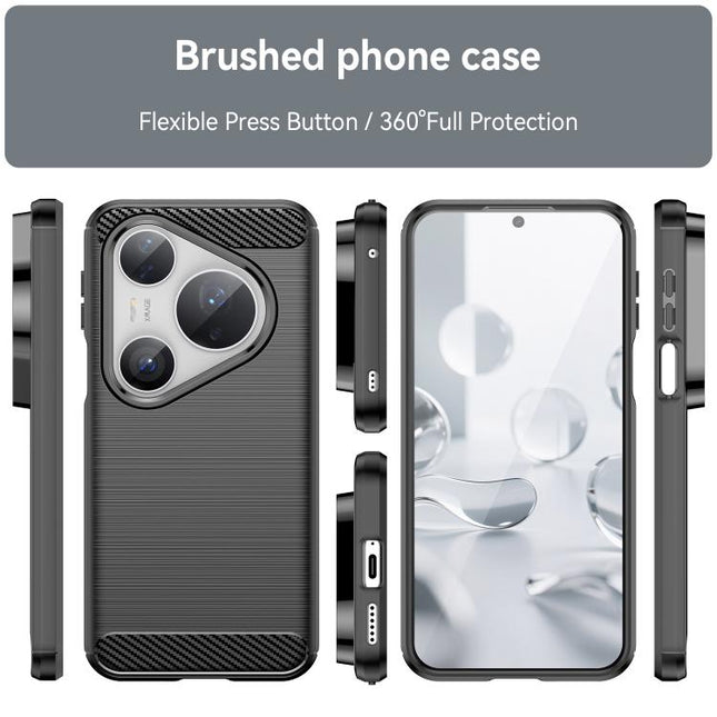 Brushed Texture Carbon Fiber TPU Phone Case, For Huawei Pura 80 Ultra 5G, For Huawei Pura 80 Pro+ 5G, For Huawei Pura 80 Pro 5G, For Huawei Pura 80 5G, For Huawei Mate 70 Pro / 70 Pro+, For Huawei Mate 70, For Huawei Pura 70 Pro / Pura 70 Pro+         ...