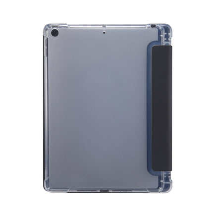 Funda de piel sintética transparente con tapa horizontal, a prueba de golpes, con textura de piel prensada eléctrica de 3 pliegues, con soporte, ranura para bolígrafo y función de suspensión/activación, para iPad 10.2 2021/2020/2019