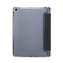 3-folding Electric Pressed Skin Texture Horizontal Flip Shockproof Transparent TPU + PU Leather Case with Holder & Pen Slot & Sleep / Wake-up Function, For iPad 10.2 2021 / 2020 / 2019