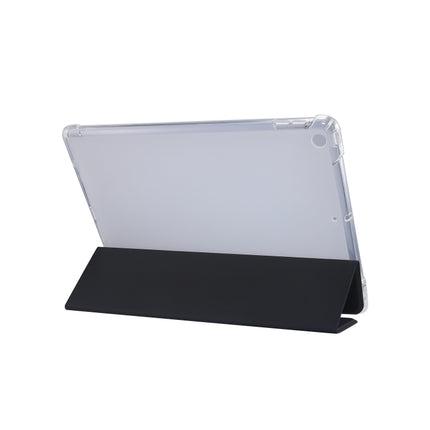 Funda de piel sintética transparente con tapa horizontal, a prueba de golpes, con textura de piel prensada eléctrica de 3 pliegues, con soporte, ranura para bolígrafo y función de suspensión/activación, para iPad 10.2 2021/2020/2019