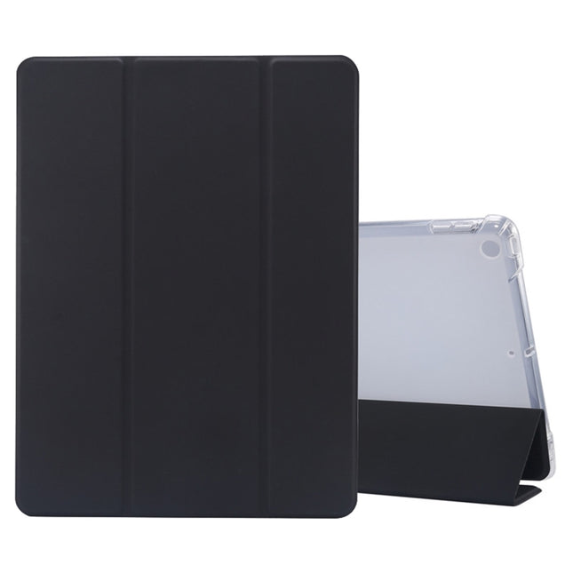 Funda de piel sintética transparente con tapa horizontal, a prueba de golpes, con textura de piel prensada eléctrica de 3 pliegues, con soporte, ranura para bolígrafo y función de suspensión/activación, para iPad 10.2 2021/2020/2019