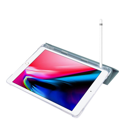 Funda de piel sintética transparente con tapa horizontal, a prueba de golpes, con textura de piel prensada eléctrica de 3 pliegues, con soporte, ranura para bolígrafo y función de suspensión/activación, para iPad 10.2 2021/2020/2019