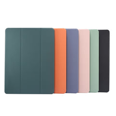 3-folding Electric Pressed Skin Texture Horizontal Flip Shockproof Transparent TPU + PU Leather Case with Holder & Pen Slot & Sleep / Wake-up Function, For iPad 10.2 2021 / 2020 / 2019