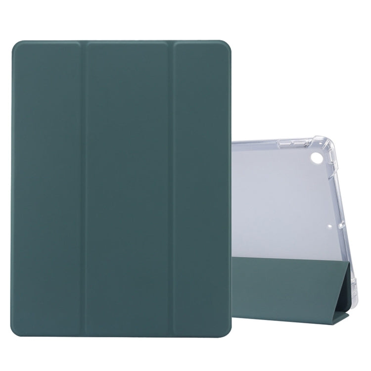3-folding Electric Pressed Skin Texture Horizontal Flip Shockproof Transparent TPU + PU Leather Case with Holder & Pen Slot & Sleep / Wake-up Function