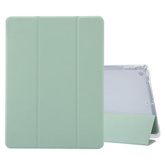 3-folding Electric Pressed Skin Texture Horizontal Flip Shockproof Transparent TPU + PU Leather Case with Holder & Pen Slot & Sleep / Wake-up Function, For iPad 10.2 2021 / 2020 / 2019